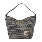 FENDI Zucchino Canvas Hand Bag Navy Silverep5563