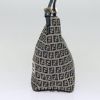 FENDI Zucchino Canvas Hand Bag Navy Silverep5563