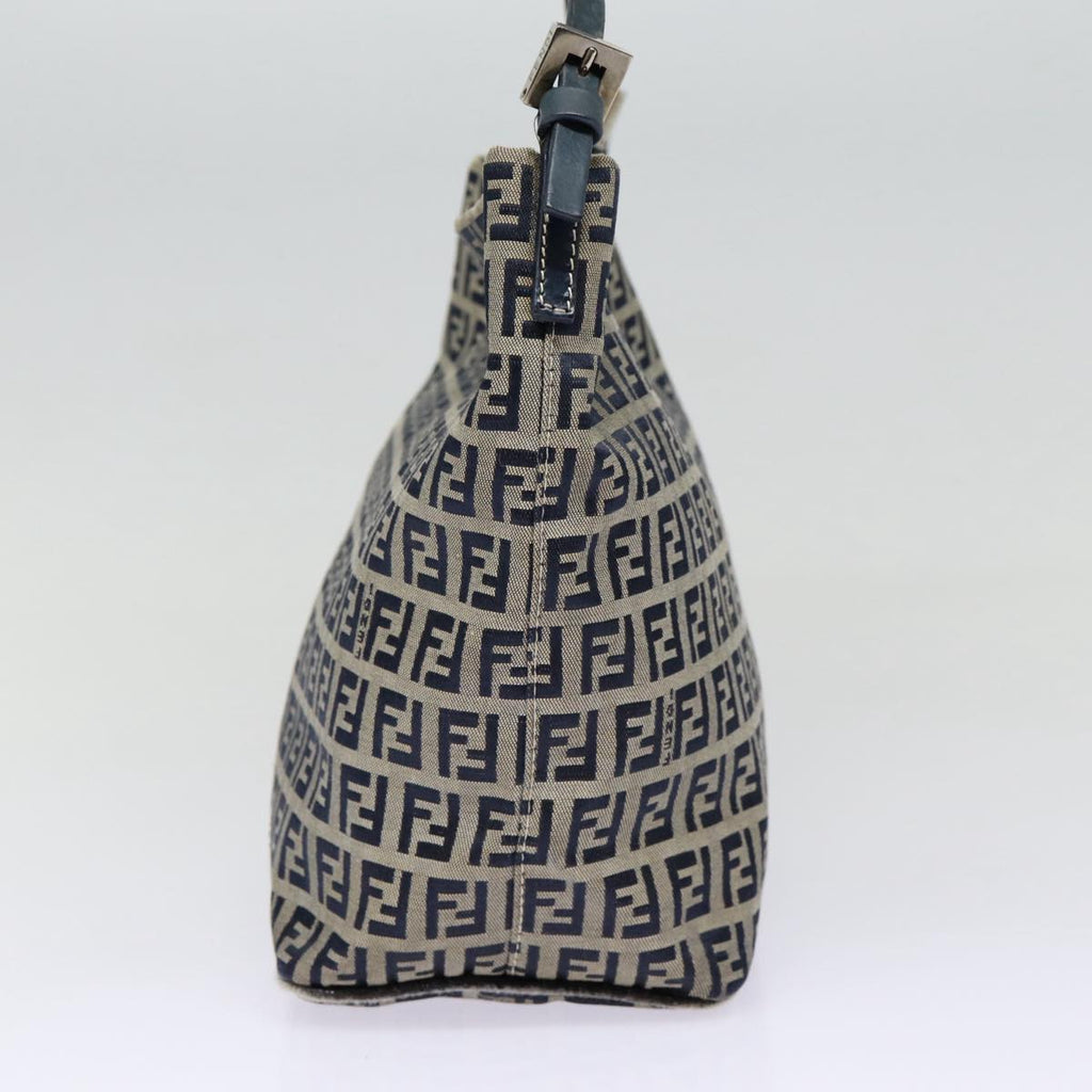 FENDI Zucchino Canvas Hand Bag Navy Silverep5563