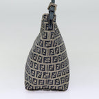 FENDI Zucchino Canvas Hand Bag Navy Silverep5563