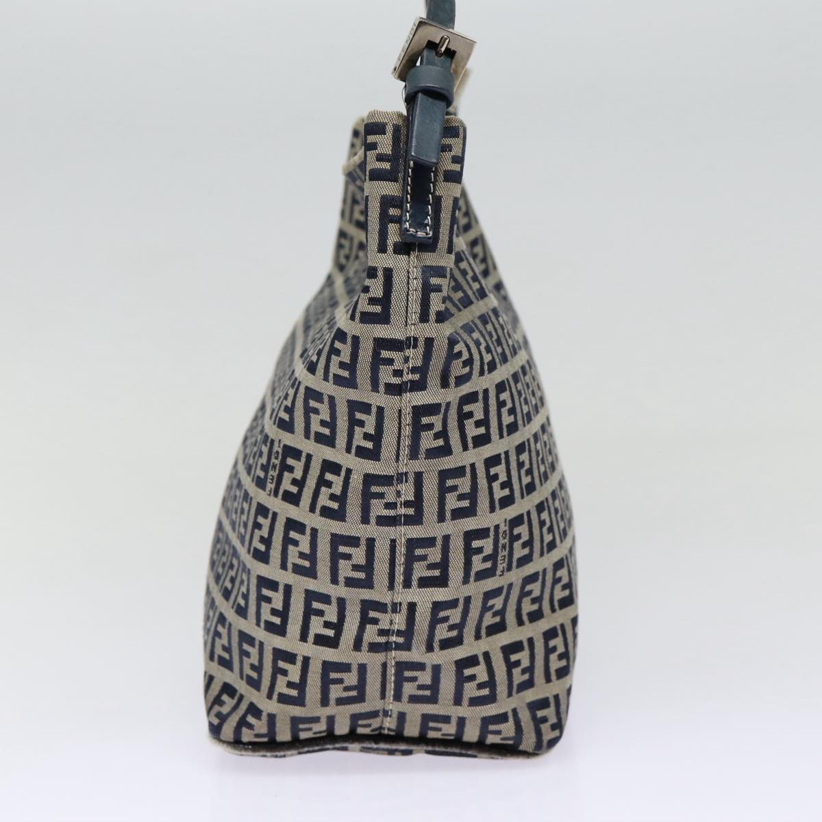 FENDI Zucchino Canvas Hand Bag Navy Silverep5563