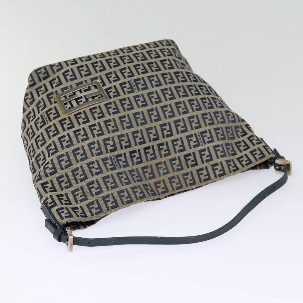 FENDI Zucchino Canvas Hand Bag Navy Silverep5563