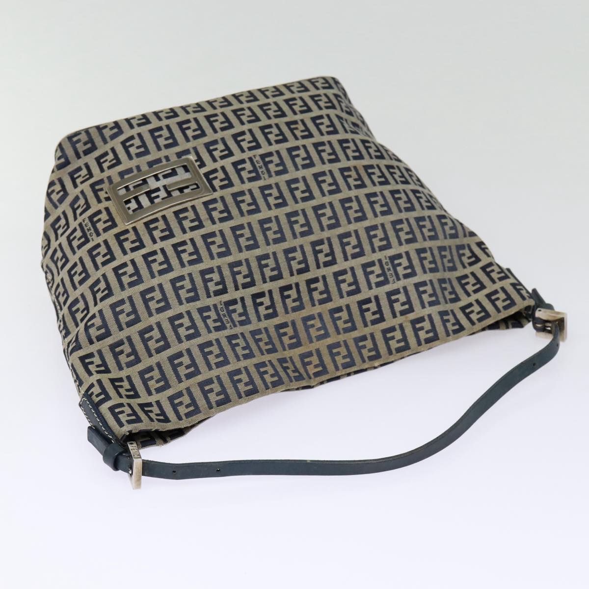 FENDI Zucchino Canvas Hand Bag Navy Silverep5563