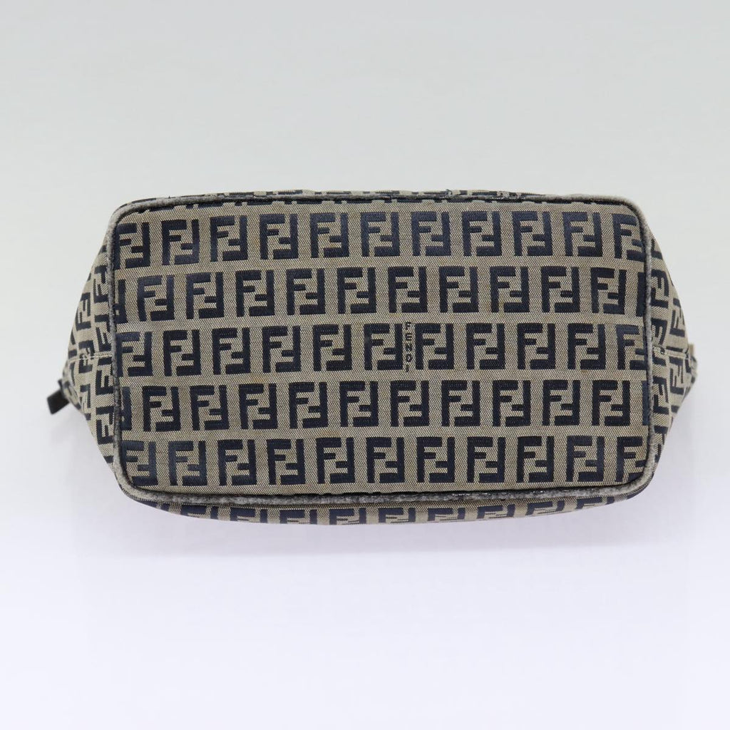 FENDI Zucchino Canvas Hand Bag Navy Silverep5563