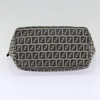 FENDI Zucchino Canvas Hand Bag Navy Silverep5563