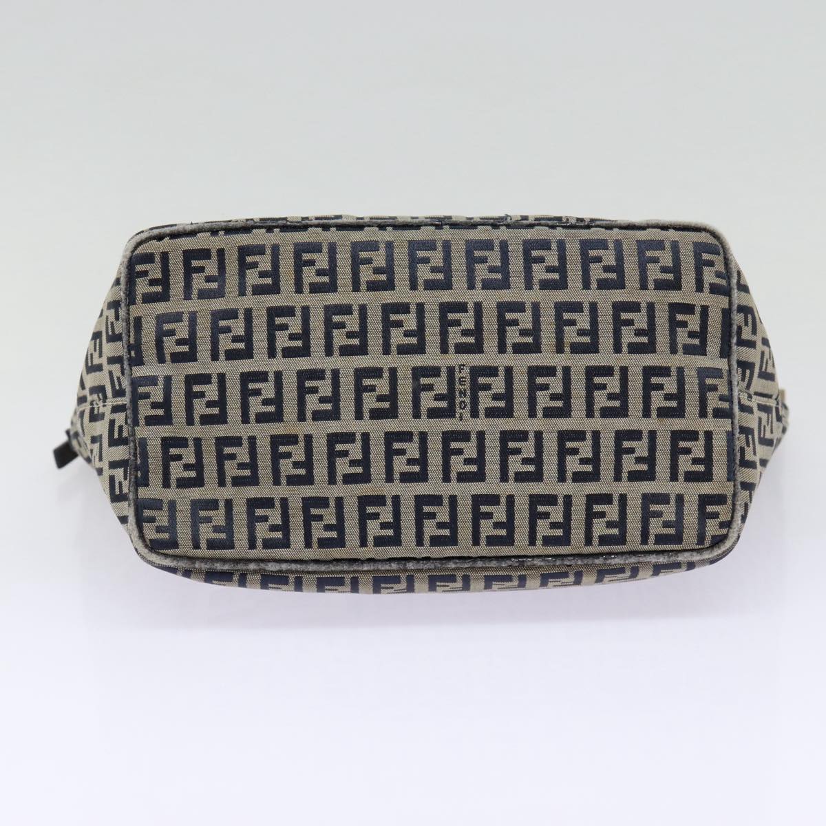 FENDI Zucchino Canvas Hand Bag Navy Silverep5563