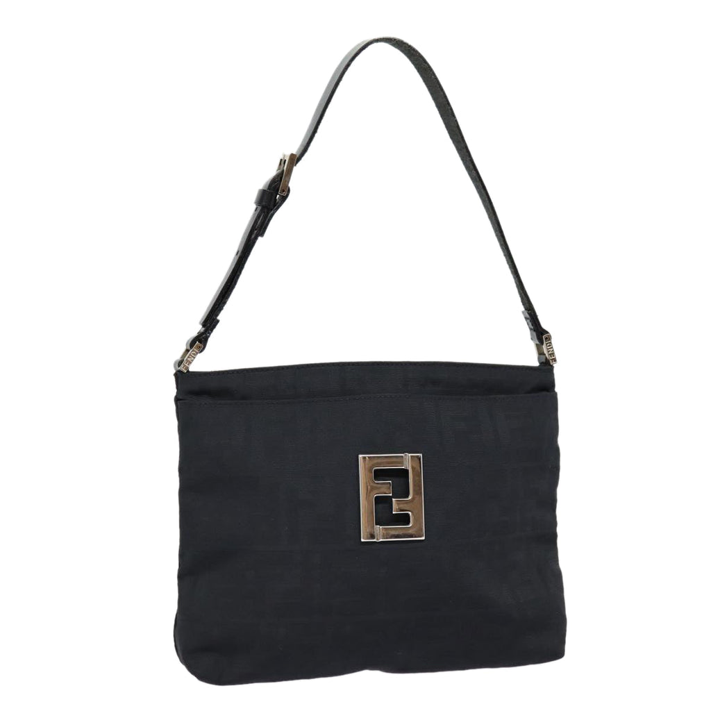 FENDI Zucca Canvas Shoulder Bag Black Silverep5578
