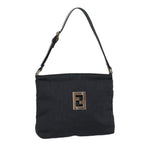 FENDI Zucca Canvas Shoulder Bag Black Silverep5578