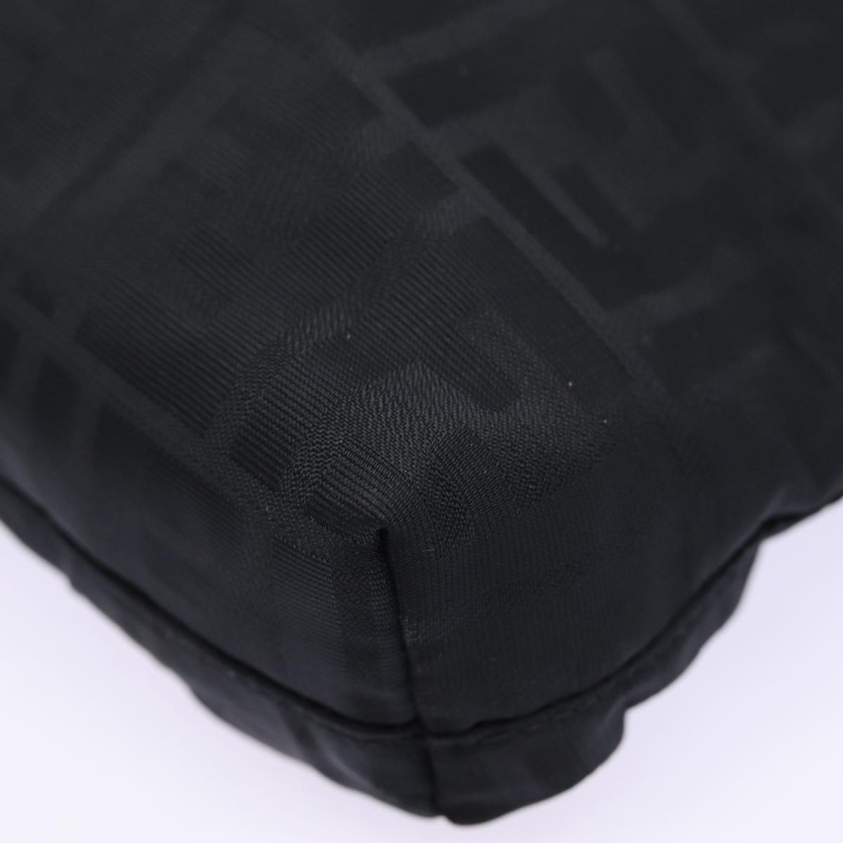 FENDI Zucca Canvas Shoulder Bag Black Silverep5578