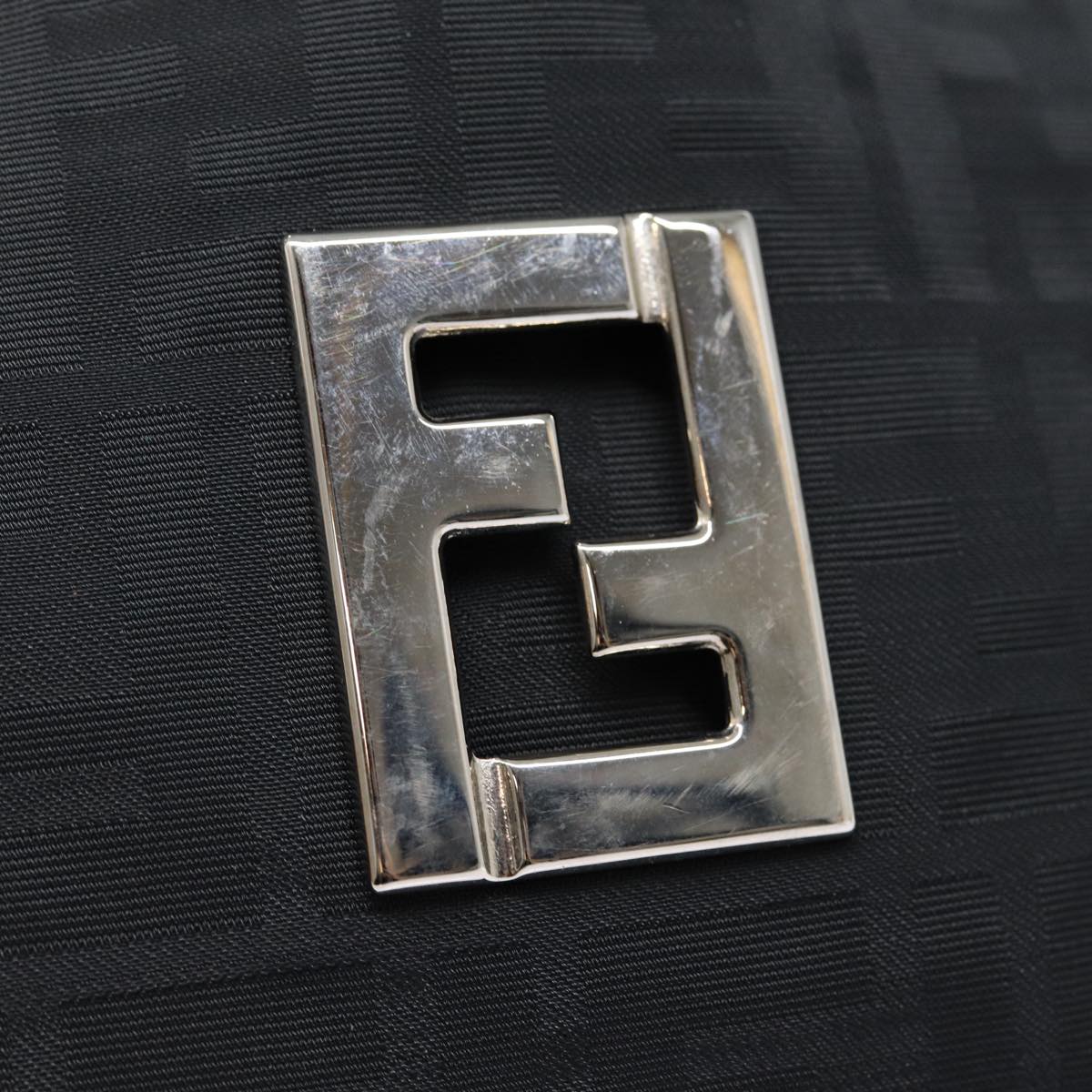 FENDI Zucca Canvas Shoulder Bag Black Silverep5578