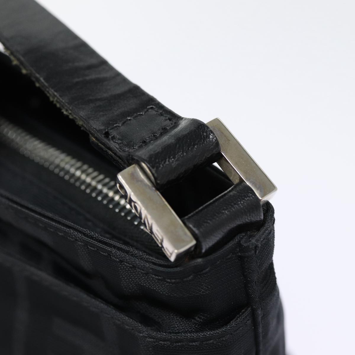 FENDI Zucca Canvas Shoulder Bag Black Silverep5578
