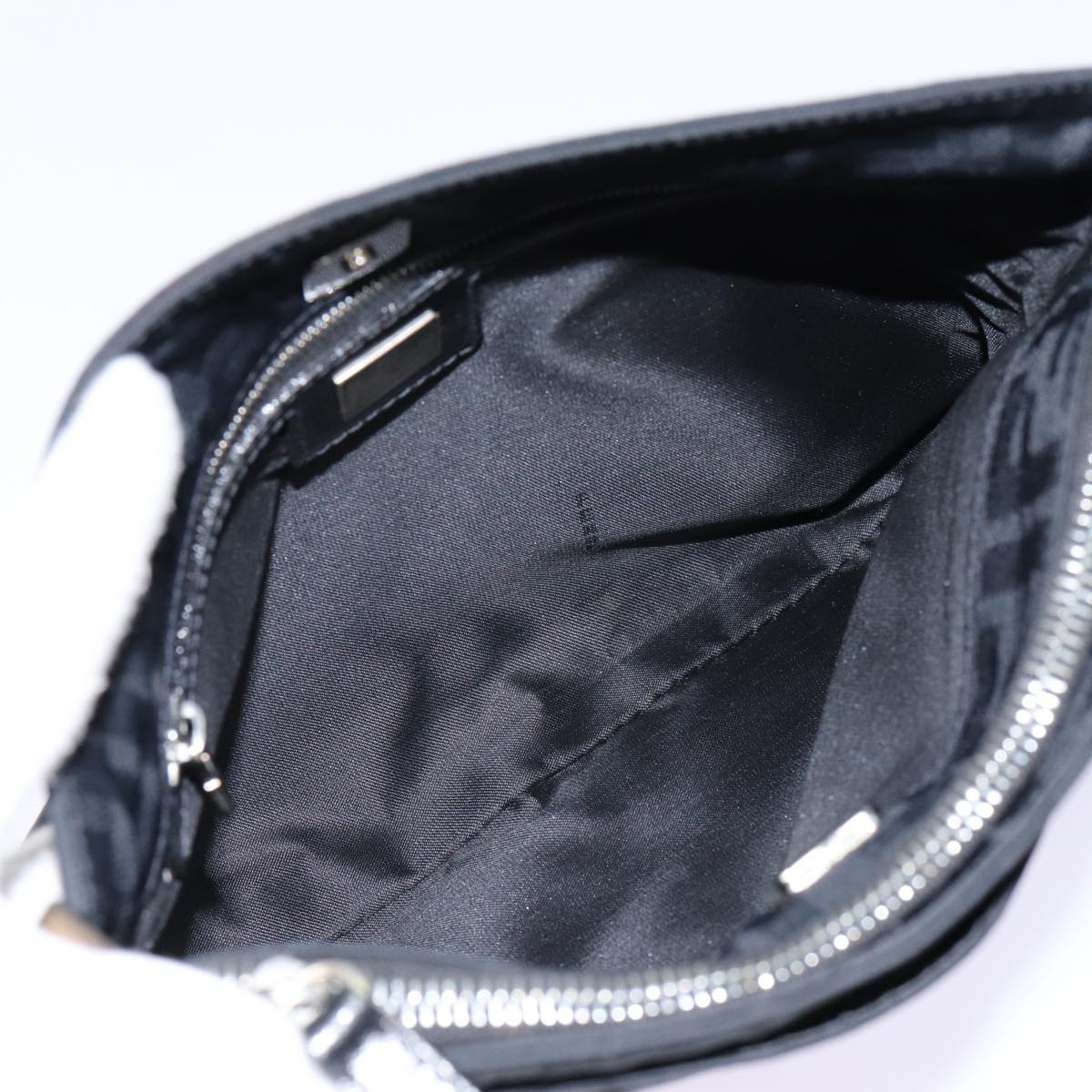 FENDI Zucca Canvas Shoulder Bag Black Silverep5578
