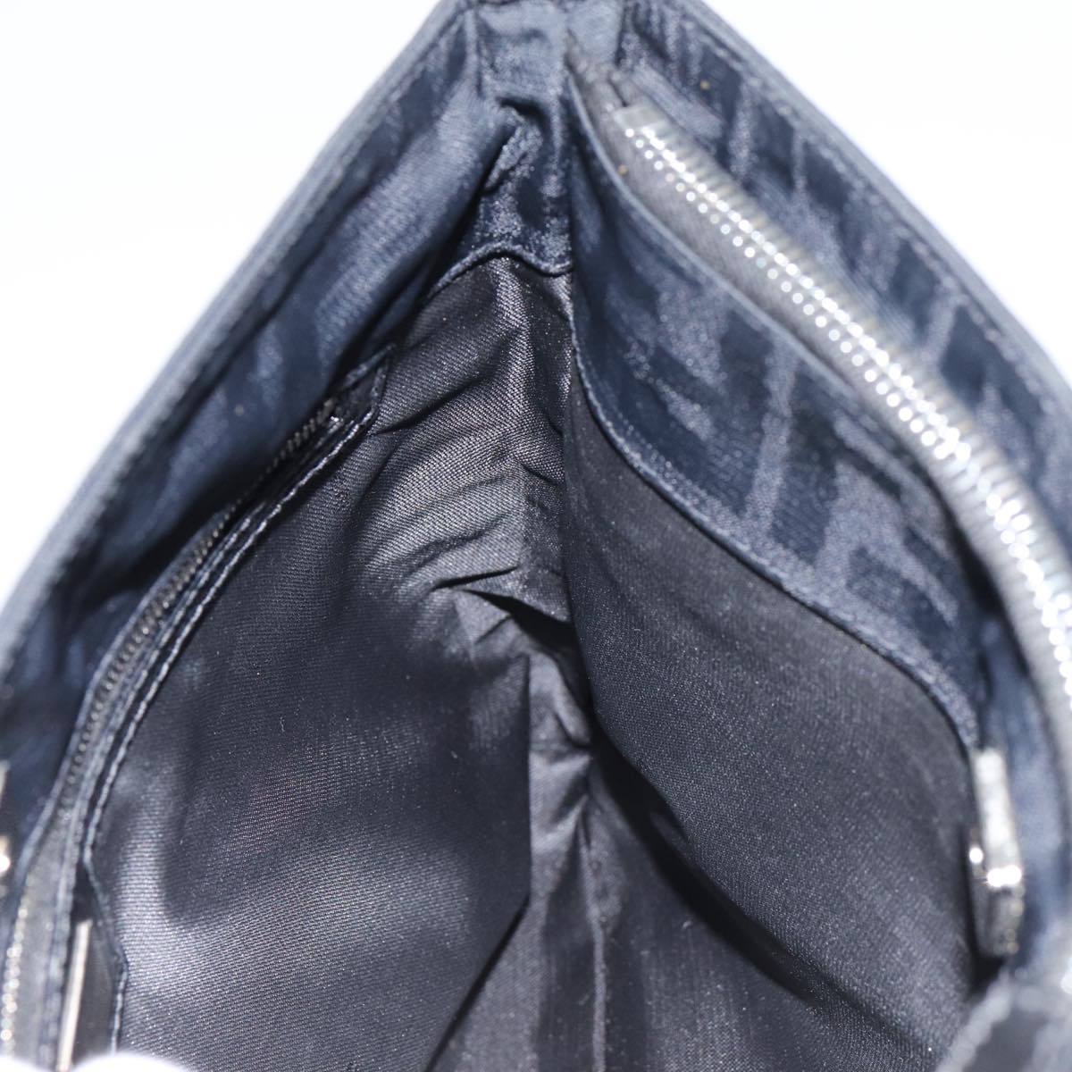 FENDI Zucca Canvas Shoulder Bag Black Silverep5578