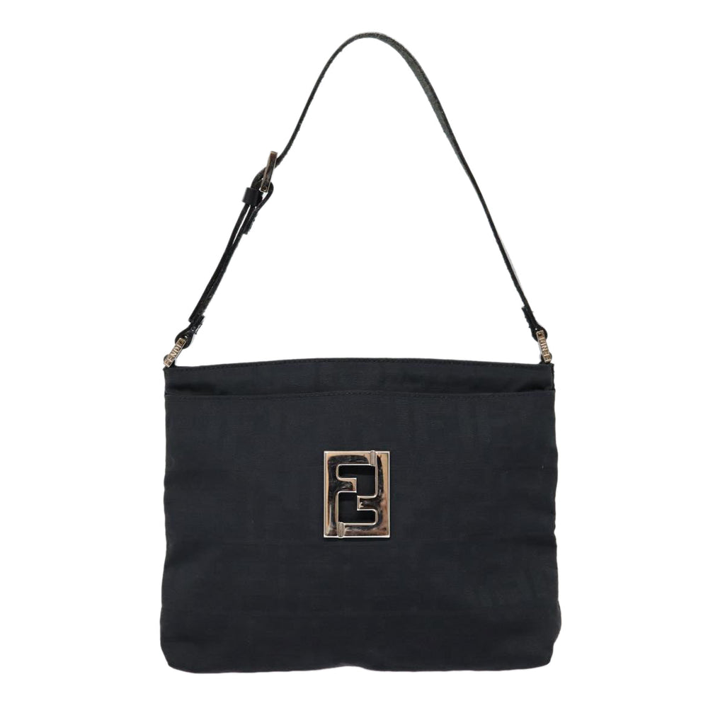 FENDI Zucca Canvas Shoulder Bag Black Silverep5578