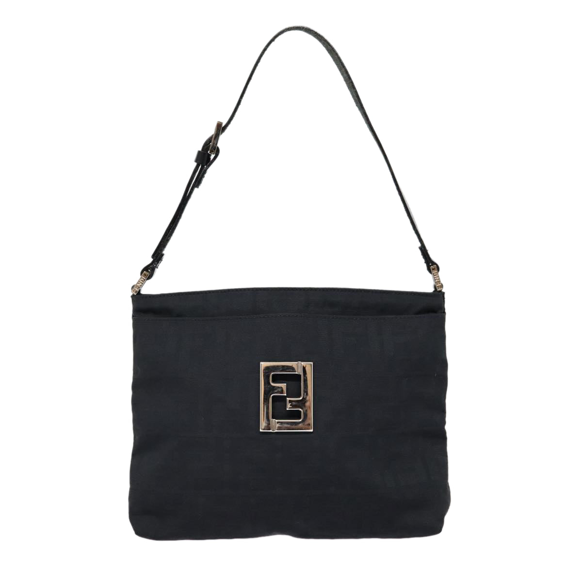 FENDI Zucca Canvas Shoulder Bag Black Silverep5578