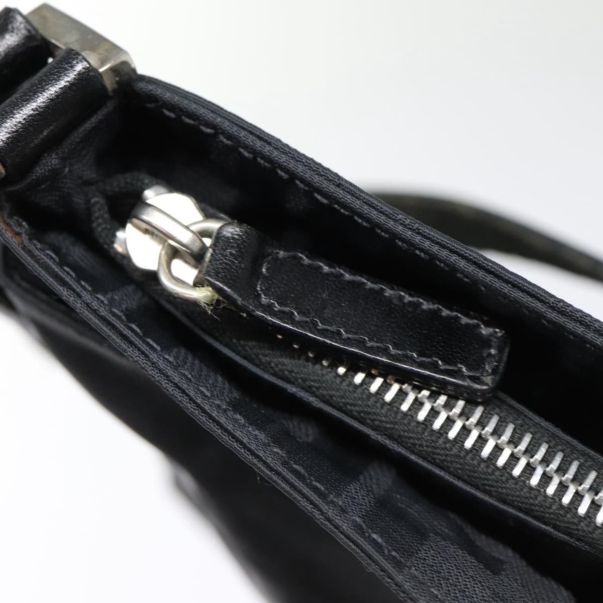 FENDI Zucca Canvas Shoulder Bag Black Silverep5578