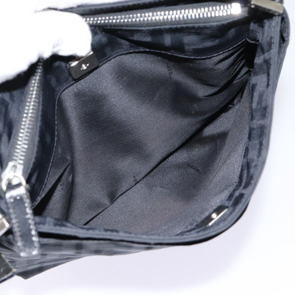 FENDI Zucca Canvas Shoulder Bag Black Silverep5578