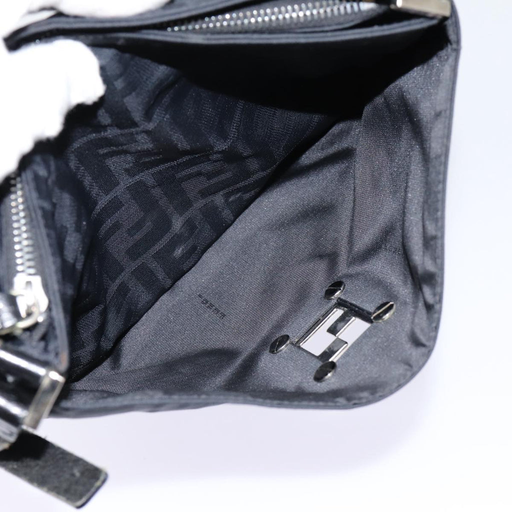 FENDI Zucca Canvas Shoulder Bag Black Silverep5578