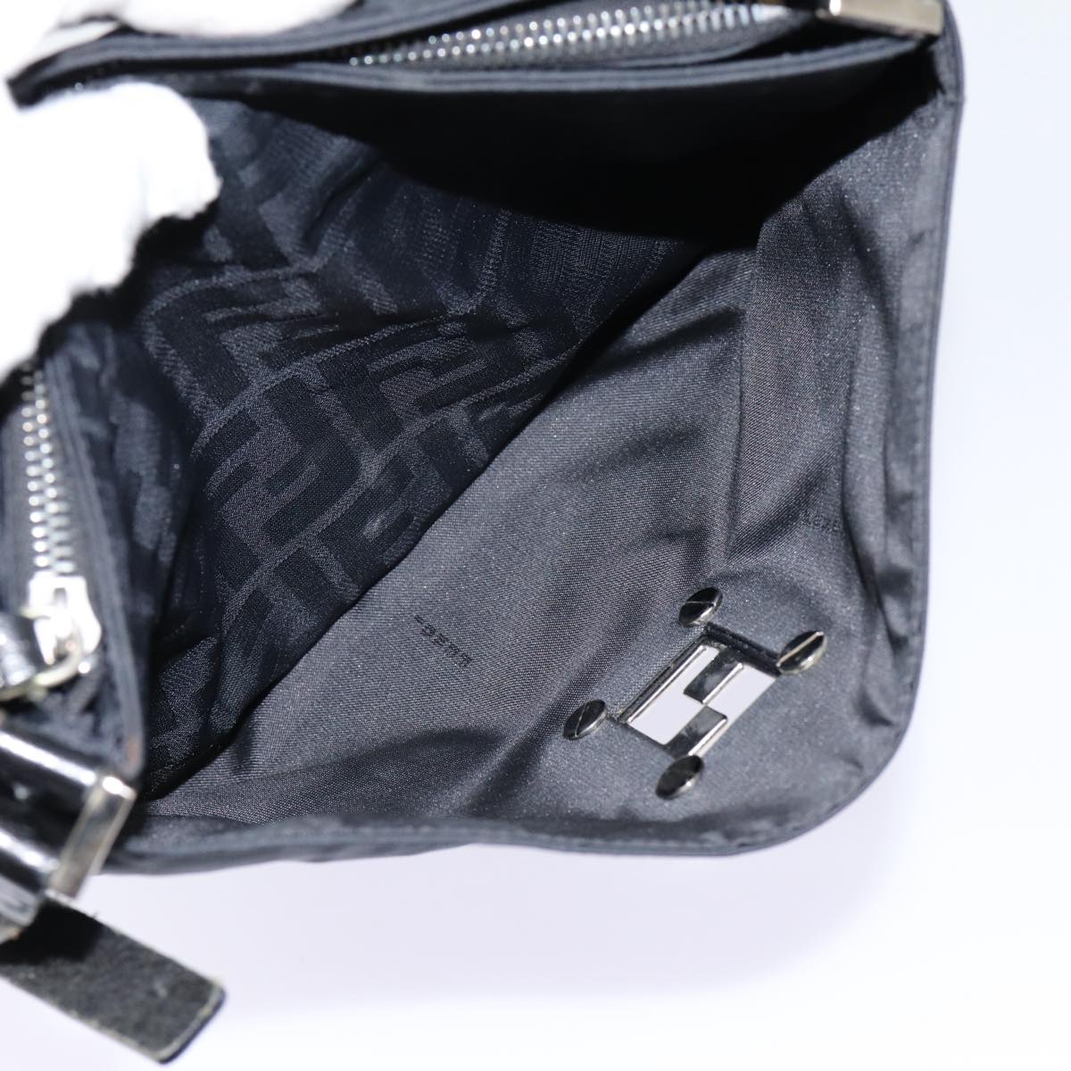 FENDI Zucca Canvas Shoulder Bag Black Silverep5578