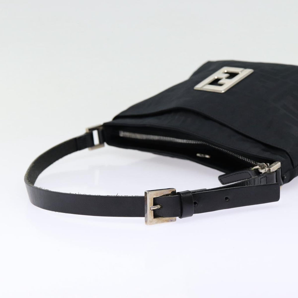 FENDI Zucca Canvas Shoulder Bag Black Silverep5578