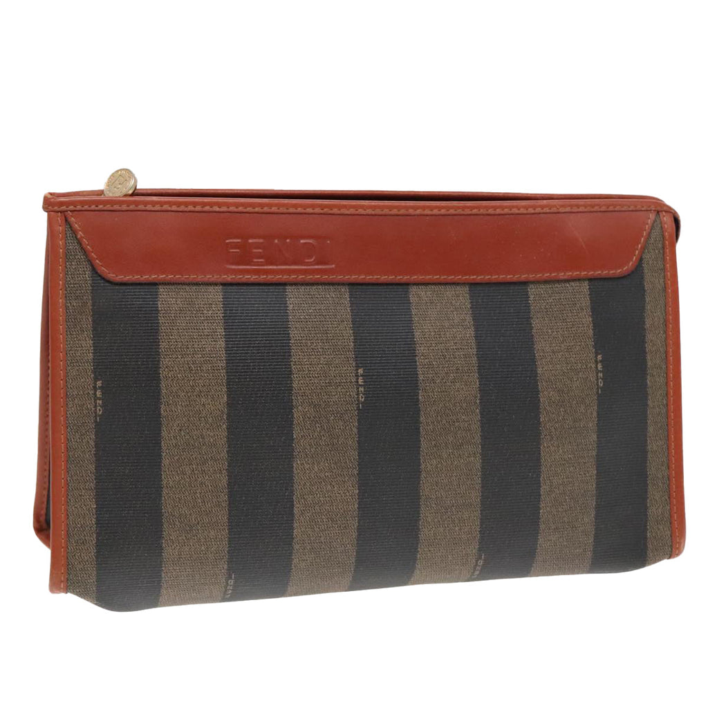 FENDI Pecan Canvas Clutch Bag Black Brown goldep5609