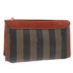 FENDI Pecan Canvas Clutch Bag Black Brown goldep5609