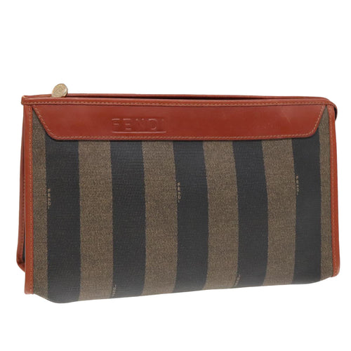 FENDI Pecan Canvas Clutch Bag Black Brown goldep5609