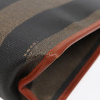 FENDI Pecan Canvas Clutch Bag Black Brown goldep5609