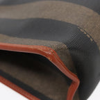 FENDI Pecan Canvas Clutch Bag Black Brown goldep5609