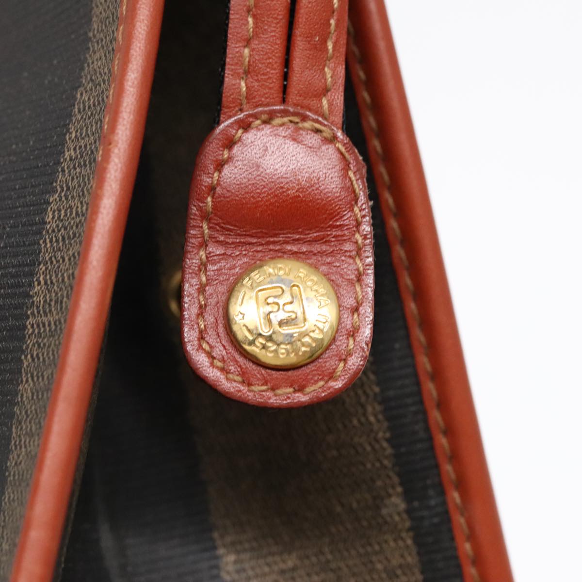 FENDI Pecan Canvas Clutch Bag Black Brown goldep5609