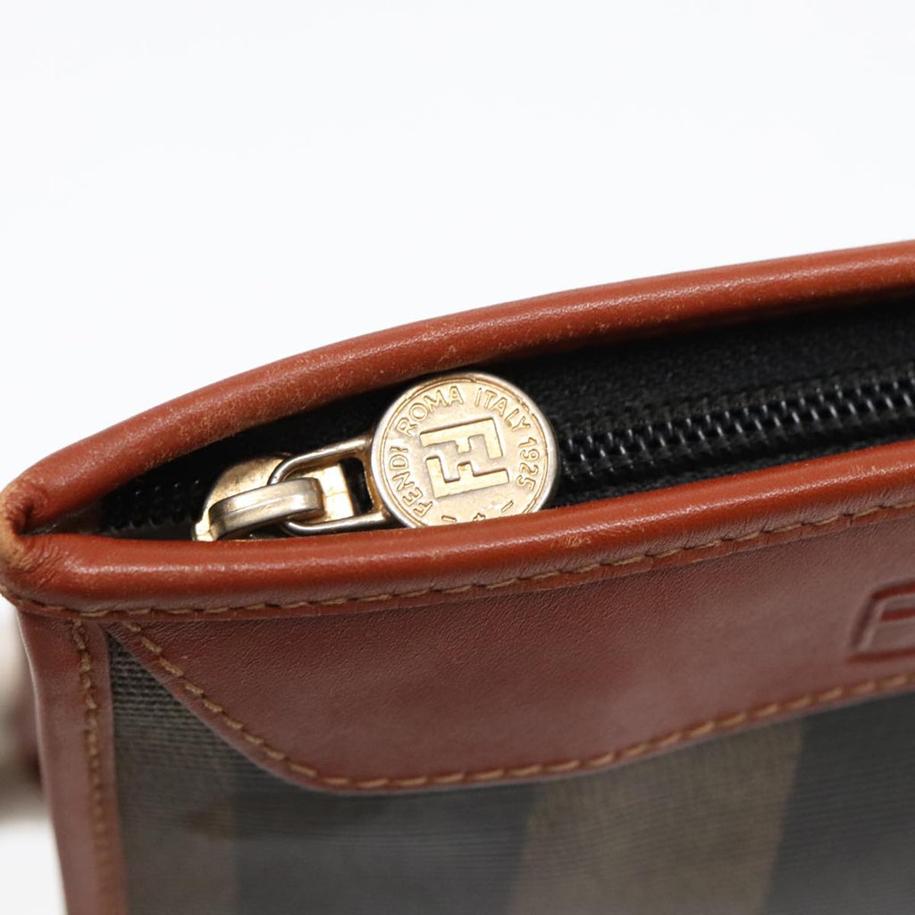 FENDI Pecan Canvas Clutch Bag Black Brown goldep5609