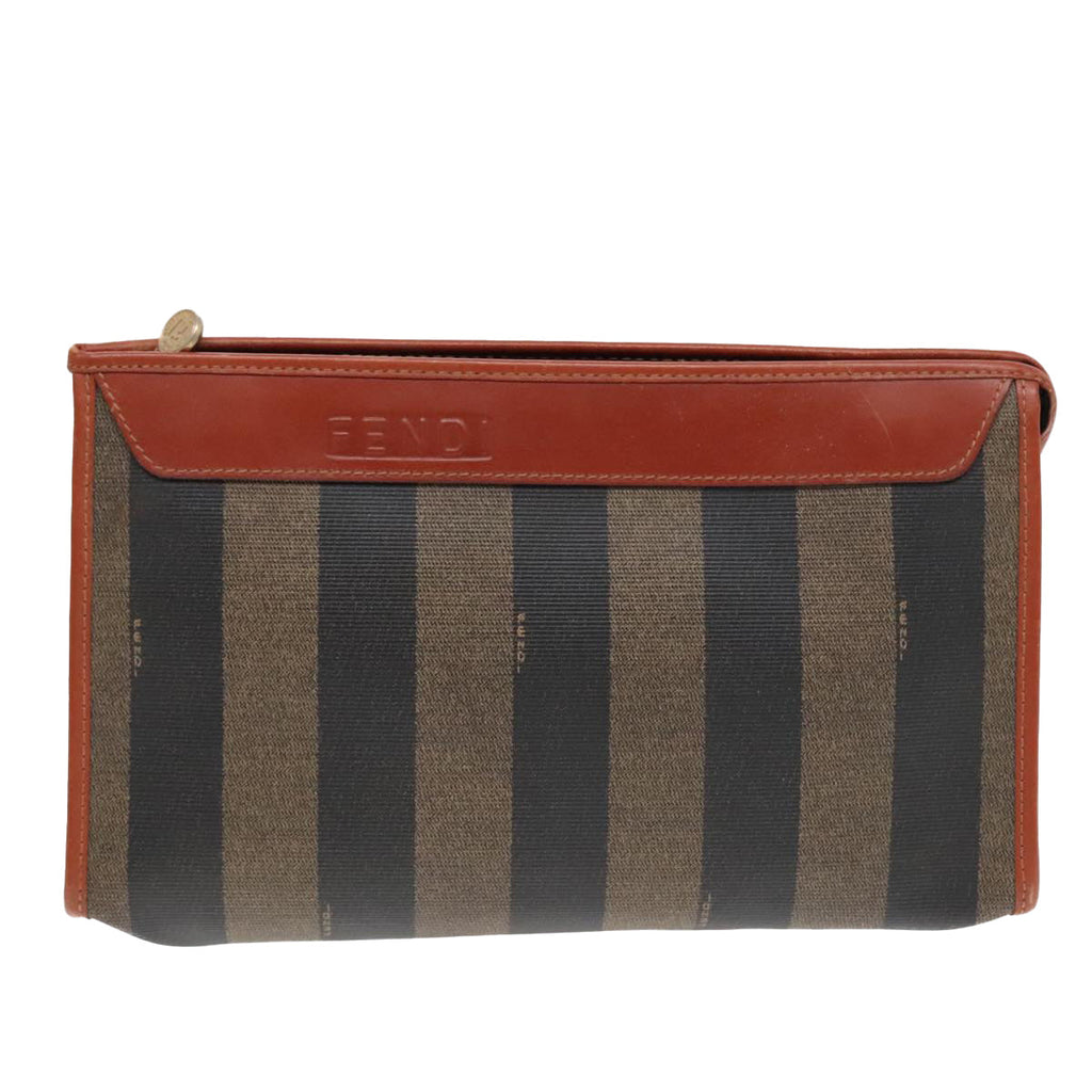 FENDI Pecan Canvas Clutch Bag Black Brown goldep5609