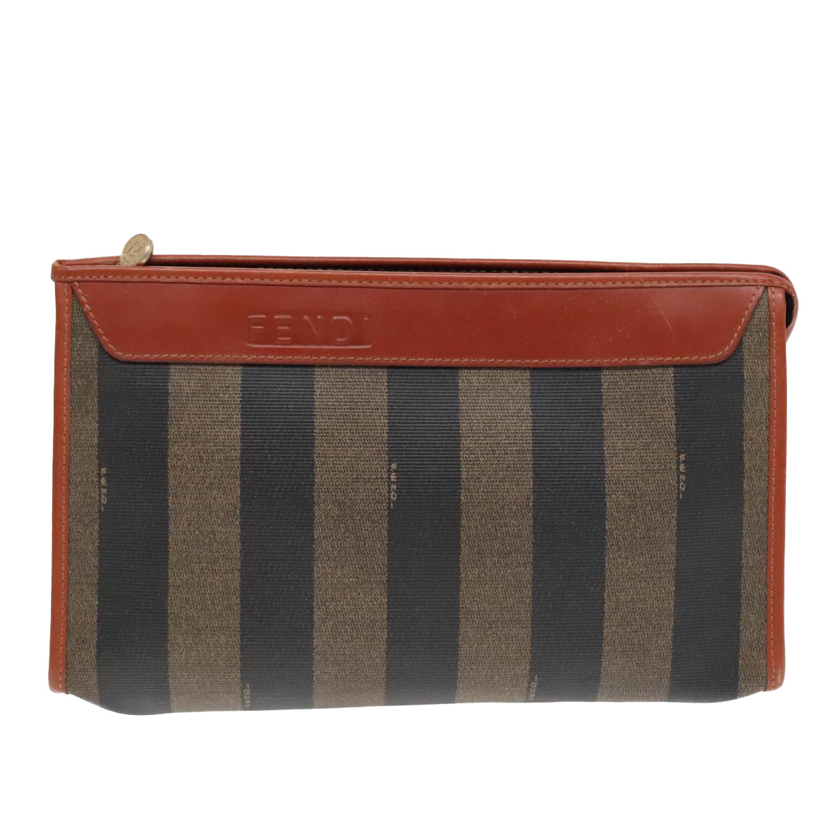 FENDI Pecan Canvas Clutch Bag Black Brown goldep5609