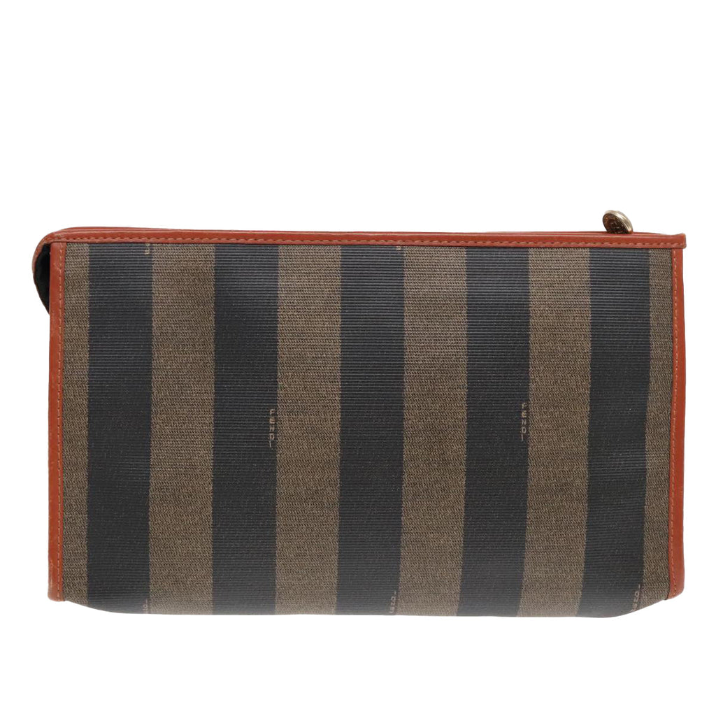 FENDI Pecan Canvas Clutch Bag Black Brown goldep5609