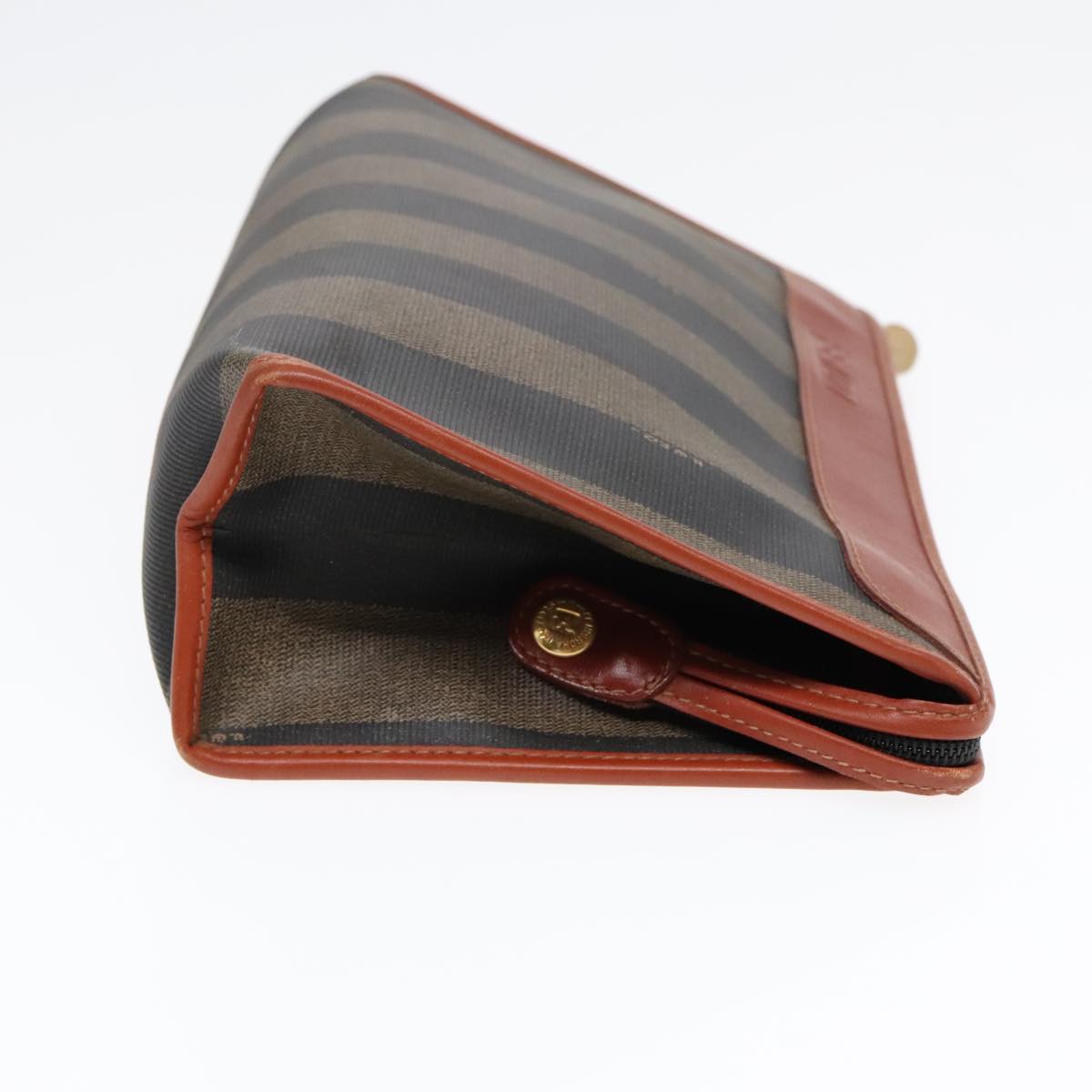 FENDI Pecan Canvas Clutch Bag Black Brown goldep5609