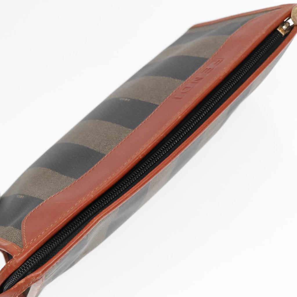 FENDI Pecan Canvas Clutch Bag Black Brown goldep5609