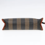 FENDI Pecan Canvas Clutch Bag Black Brown goldep5609