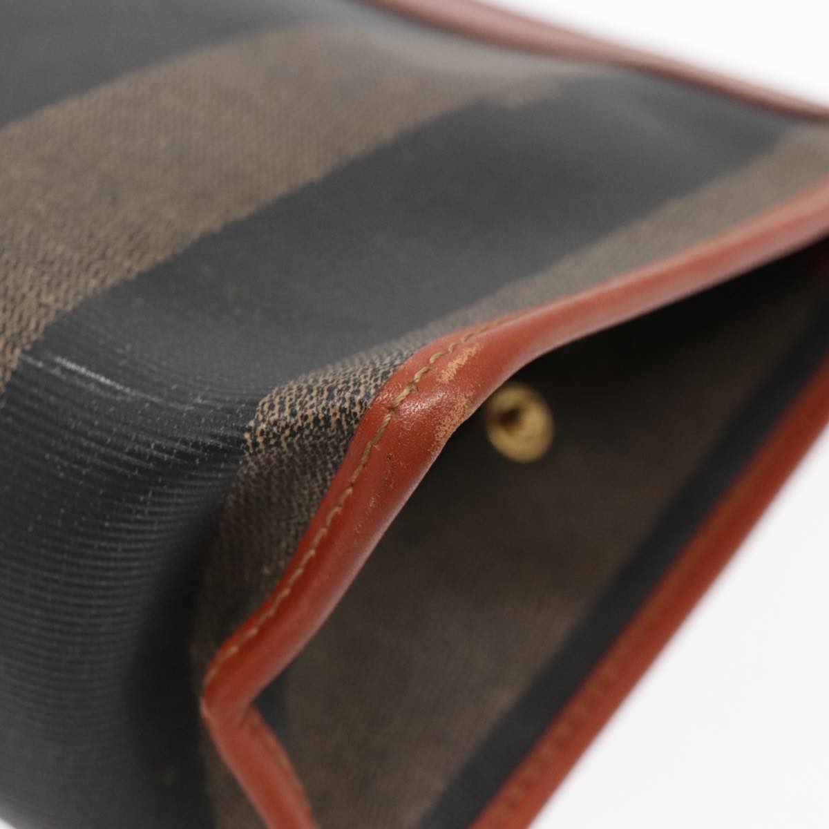 FENDI Pecan Canvas Clutch Bag Black Brown goldep5609