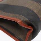 FENDI Pecan Canvas Clutch Bag Black Brown goldep5609