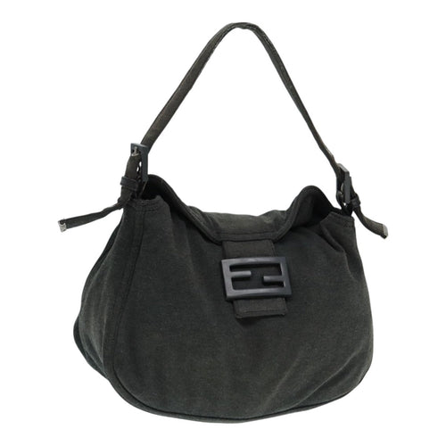 FENDI Mamma Baguette Shoulder Bag Cotton Gray Silverep5641