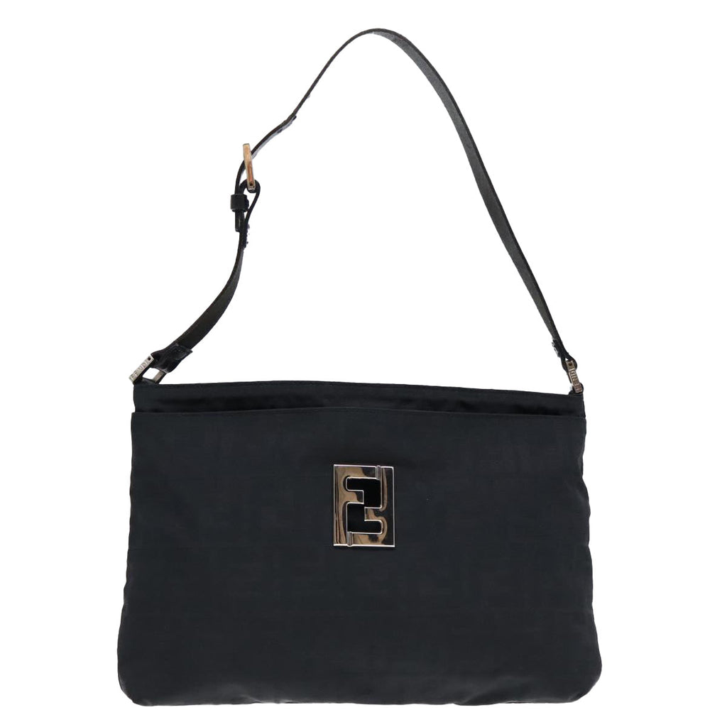 FENDI Zucca Canvas Shoulder Bag Silver Blackep5725