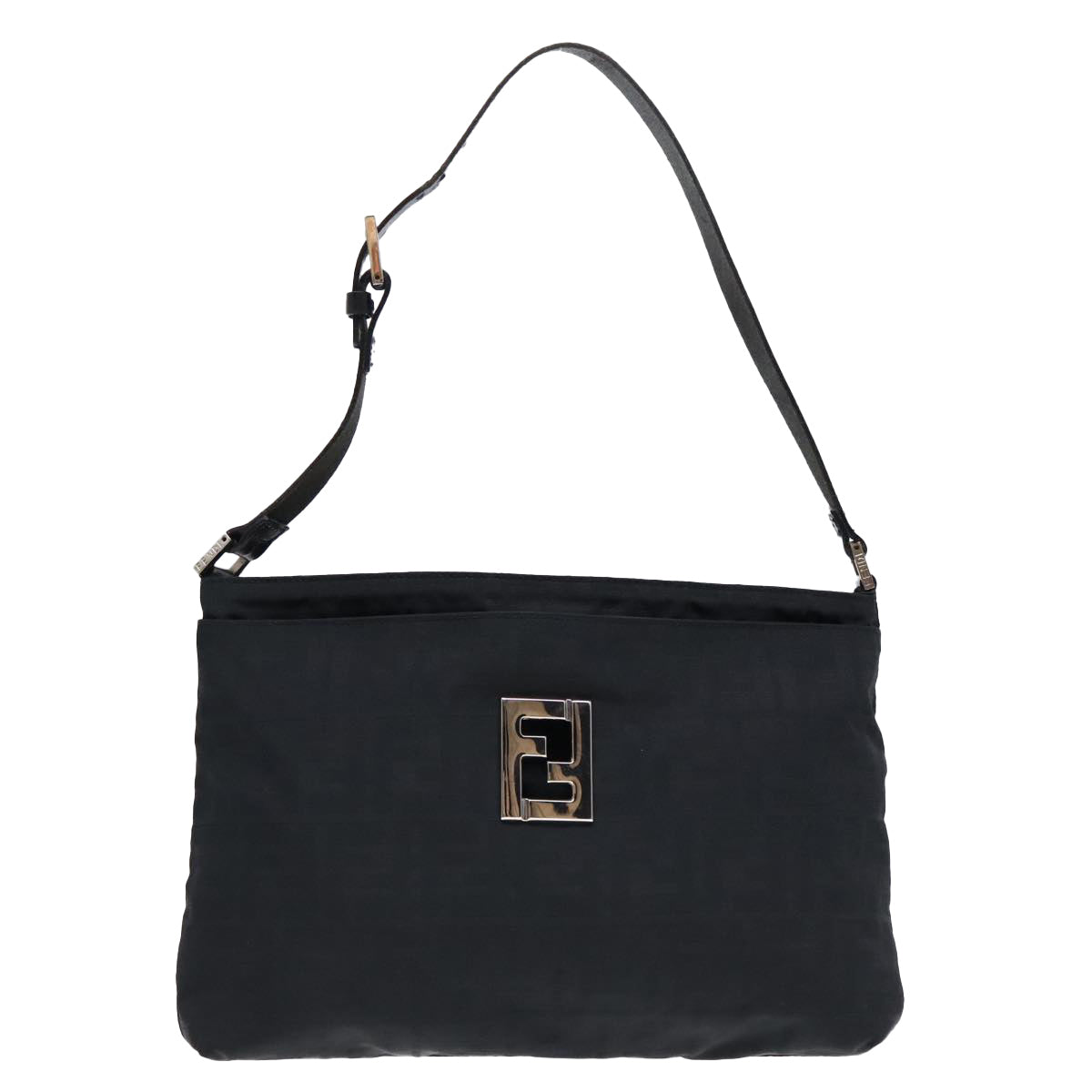 FENDI Zucca Canvas Shoulder Bag Silver Blackep5725