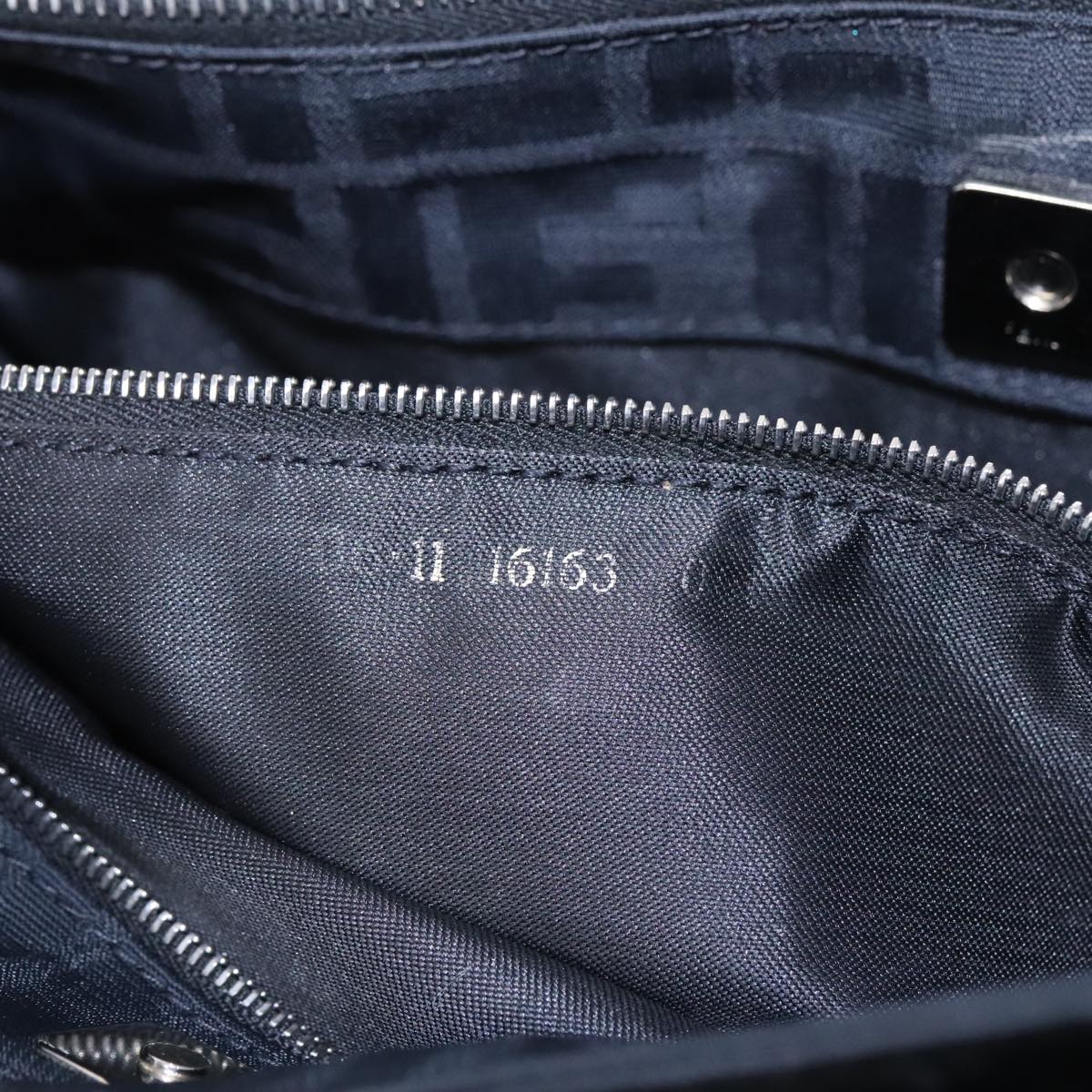 FENDI Zucca Canvas Shoulder Bag Silver Blackep5725