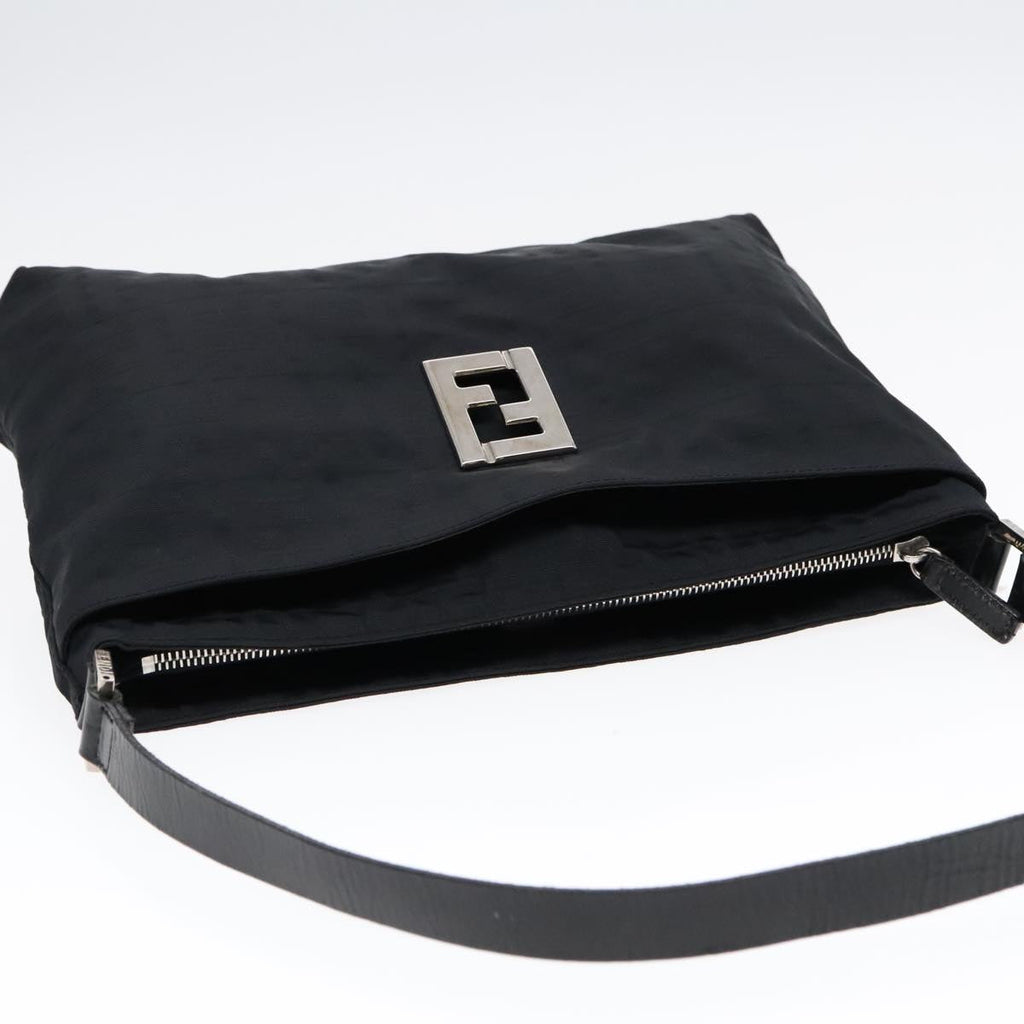 FENDI Zucca Canvas Shoulder Bag Silver Blackep5725