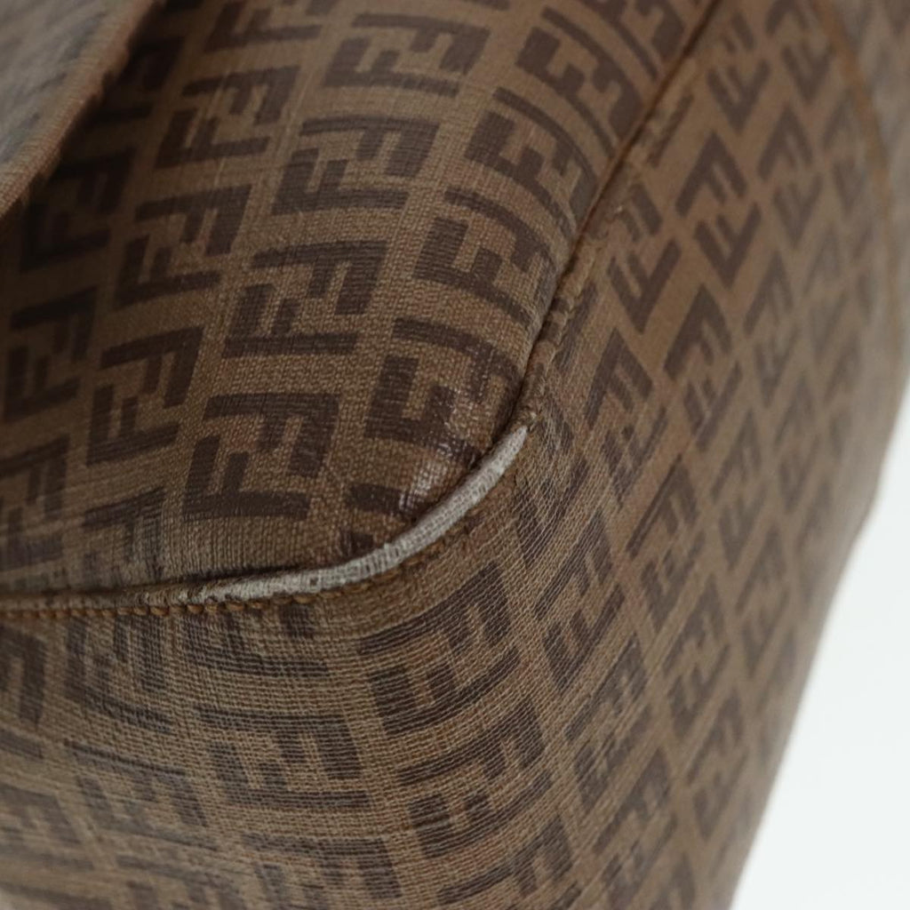 FENDI Zucchino Canvas Mamma Baguette Shoulder Bag Brown Goldep5786