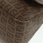 FENDI Zucchino Canvas Mamma Baguette Shoulder Bag Brown Goldep5786