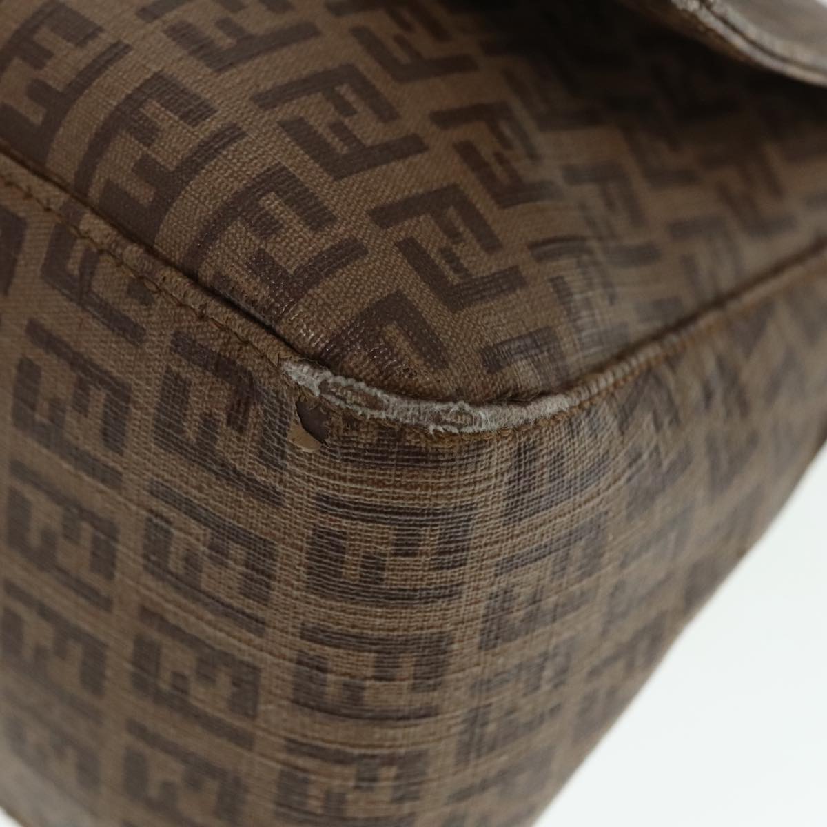 FENDI Zucchino Canvas Mamma Baguette Shoulder Bag Brown Goldep5786