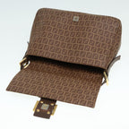 FENDI Zucchino Canvas Mamma Baguette Shoulder Bag Brown Goldep5786