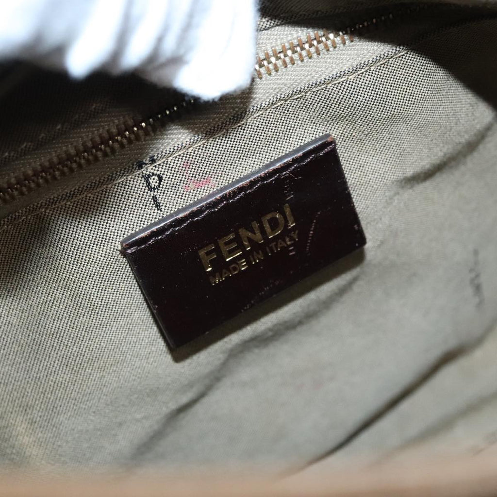 FENDI Zucchino Canvas Mamma Baguette Shoulder Bag Brown Goldep5786