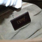 FENDI Zucchino Canvas Mamma Baguette Shoulder Bag Brown Goldep5786